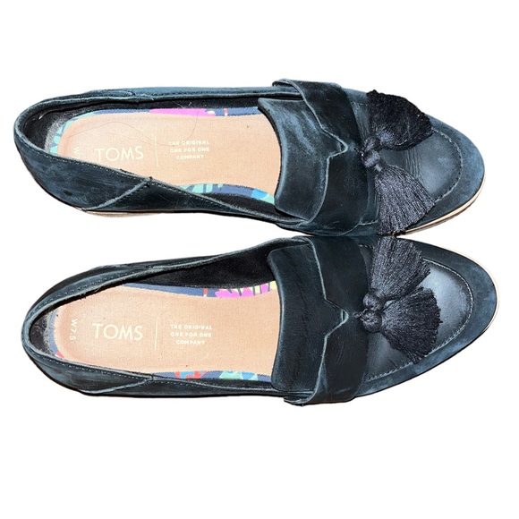 Toms Estel Black Loafers Size W7.5 - Picture 3 of 6